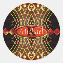 Musical Notes Color Burst Monogram Stickers