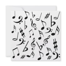 Musical Notes Customizable Invitation Black White
