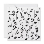 Musical Notes Customizable Invitation Black White