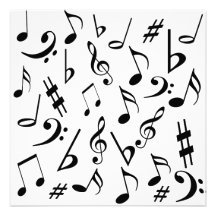 Musical Notes Customizable Invitation Black White