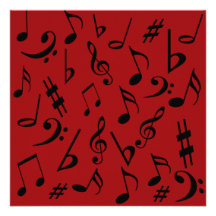 Musical Notes Customizable Invitation Red & Black