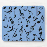 Musical Notes Mousepad - Sky Blue and Black