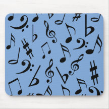 Musical Notes Mousepad - Sky Blue and Black