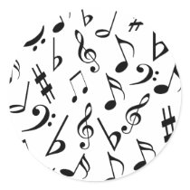 Musical Notes Music Stickers - Black and White