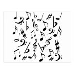Musical Notes Postcard - White and Black