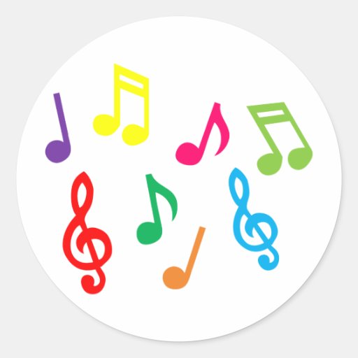 Musical notes round stickers