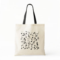 Musical Notes Tote Bag - White & Black
