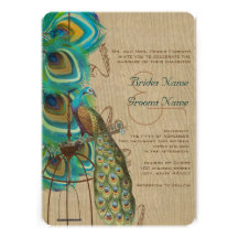 Musical Peacock Bird Cage Feather Wedidng Invitate Personalized Invite