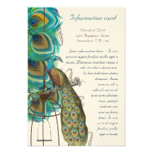 Musical Peacock Bird Cage Feather Wedidng Invitate Custom Announcements