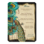 Musical Peacock Bird Cage Feather Wedidng Invitate Personalized Invitation