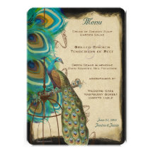 Musical Peacock Bird Cage Feather Wedidng Invitate Personalized Invitation