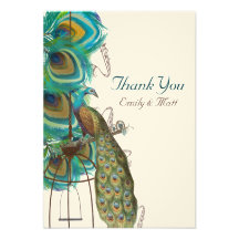 Musical Peacock Bird Cage Feather Wedidng Invitate Announcements