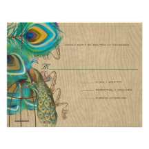 Musical Peacock Bird Cage Feather Wedidng RSVP Invite