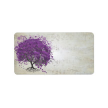 Musical Purple Heart Leafed Tree Address Label