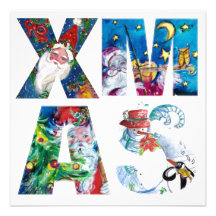 MUSICAL SANTA  AND SNOWMAN  XMAS NIGHT PARTY PERSONALIZED INVITATION
