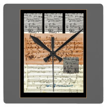 Musical Score collage wall clock