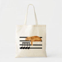 Musical tabby kitty cat canvas bags