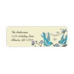 Musical Vintage Aqua Birds Grey Branch Labels Return Address Labels