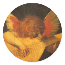 Musician Angel by Rosso Fiorentino Round Stickers