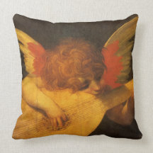 Musician Angel by Rosso Fiorentino, Vintage Art Throw Pillow