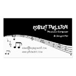 Musician music pentagram black, white business card
