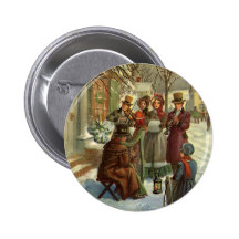 Musiciens victoriens vintages de musique de Noël Badge Avec Épingle