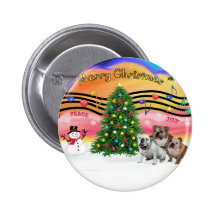 Musique 2 de Noël - bouledogues anglais (trois) Badge