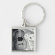 Musique Keychain de guitare et de feuille Porte-clefs