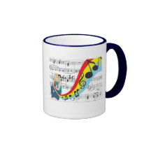 Musique notes couleurs tasses à café