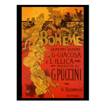 Musique vintage de Nouveau d'art ; Opéra de Boheme Cartes Postales