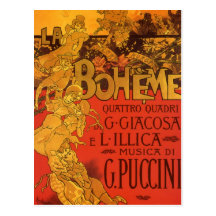 Musique vintage de Nouveau d'art ; Opéra de Boheme Cartes Postales