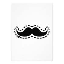 Mustache cut out invitations