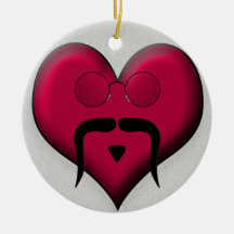 Mustache Heart - Very Retro! Christmas Tree Ornaments