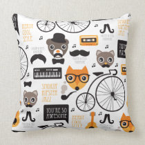 Mustache hipster fox cat and bear illustration oreillers american