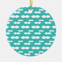 Mustache Light Blue Pattern Ornaments