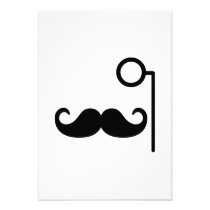 Mustache monocle glasses invitations