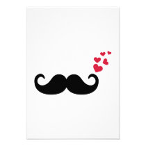 Mustache red hearts love invitations