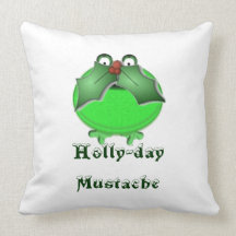 Mustache snowman and Frog Throw Pillows