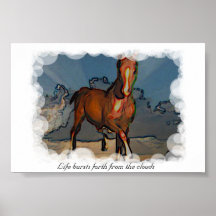 Mustang de nuages posters