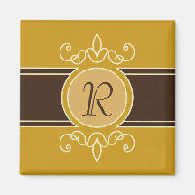 Mustard Classic Harvest Monogram Magnet