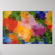 Muted flower pattern Red flowers Posters