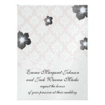 muted pink and white cream damask pattern custom invitation