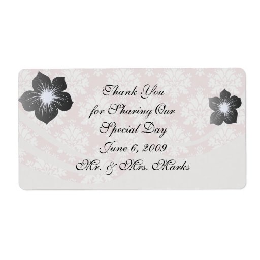 muted pink and white cream damask pattern personalized shipping label