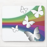 Muted Rainbow On White - Butterflies Mousepads