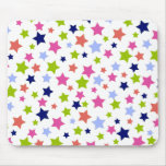 Muted Rainbow Stars on White Mouse Pads