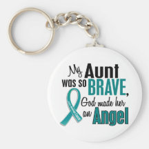 My Aunt Is An Angel 1 Ovarian Cancer Keychain