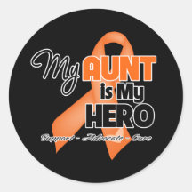 My Aunt is My Hero - Leukaemia Round Stickers