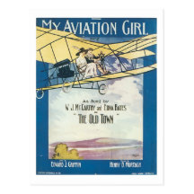 My Aviation GIrl Vintage Songbook Cover Postcard