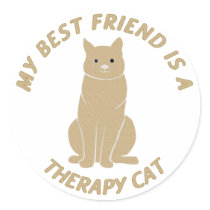My Best Friend (Therapy Cat) Round Stickers