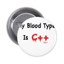 My blood type is c++ pinback buttons
